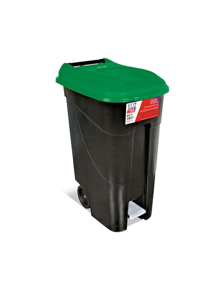 Contenedor con pedal TAYG Eco 80L. 3 unidades Color Tapa verde