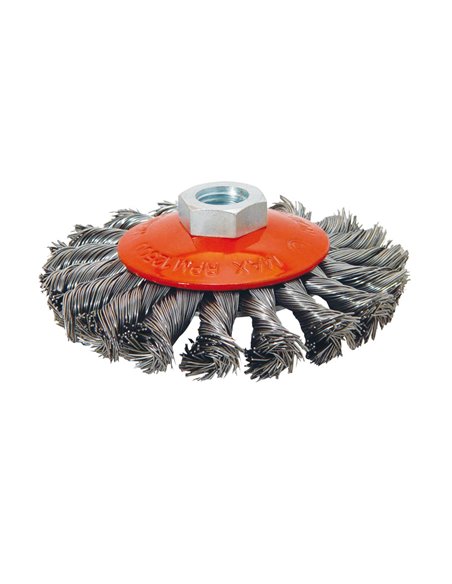 Cepillo abrasivo cónico acero trenzado RATIO 100 mm