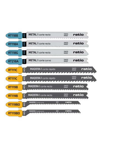 Juego de 10 sierras de calar madera/metal RATIO Proseries