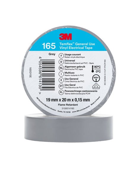 Cinta aislante 3M temflex 165 Color Gris
