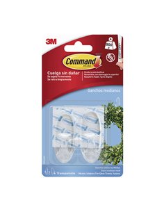 Colgadores adhesivos serie Command 3M transparentes Tipo 2 ganchos medianos