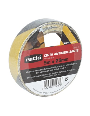 Cinta antideslizante RATIO 25 mm x 5 m Color Negro/Amarillo