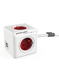 Ladrón Powercube original 4 tomas corriente + 2 USB con cable 1,5 gris