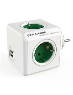 Ladrón ALLOCACOC Powercube original 4 tomas + 2 USB (5V) Color Verde