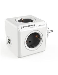 Ladrón ALLOCACOC Powercube original 4 tomas + 2 USB (5V) Color Gris