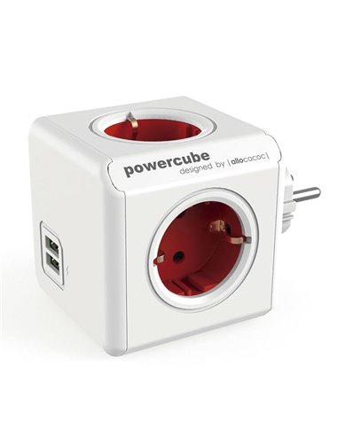 Ladrón ALLOCACOC Powercube original 4 tomas + 2 USB (5V) Color Rojo