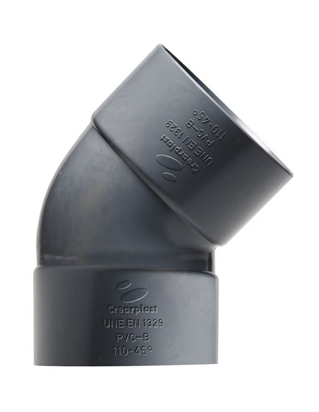 Codo PVC CREARPLAST hembra-hembra 45º Diámetro 40 MM
