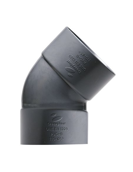 Codo PVC CREARPLAST hembra-hembra 45º Diámetro 50 MM