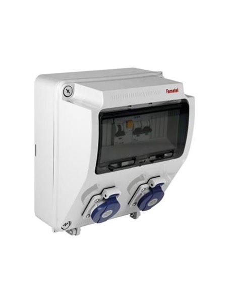Caja industrial FAMATEL 2 tomas+TTLateral electrificada