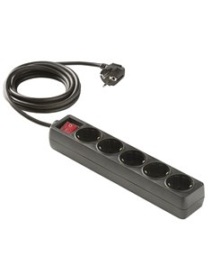 Base enchufe múltiple DUOLEC con interruptor cable 1,5m negro Tomas 5