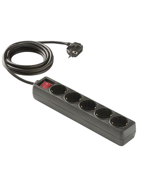 Base enchufe múltiple DUOLEC con interruptor cable 1,5m negro Tomas 5