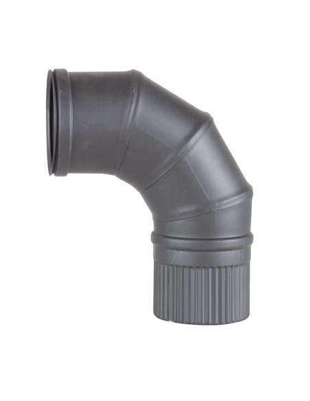 Codo 90º para extracción humos estufas PELLET inox grafito mate