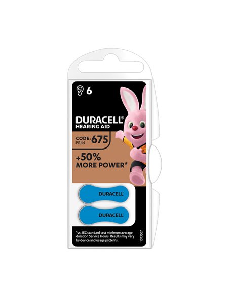 Pila para audífono DURACELL 675 (PR44). 60 unidades