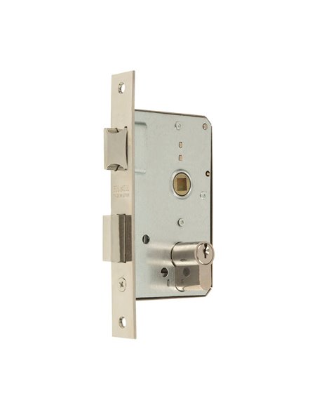 Cerradura embutir MCM madera modelo 1501 Latonada Distancia entre eje de llave y extremo de puerta 45 MM