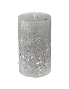 VELA CON ESTRELLAS 7x12 CM. PLATA
