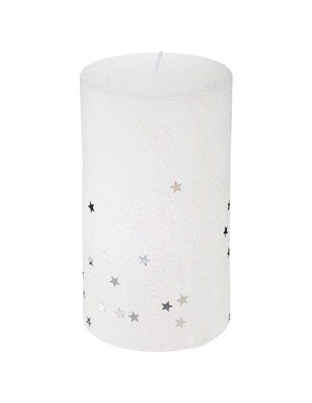 VELA CON ESTRELLAS 7x12 CM. BLANCA