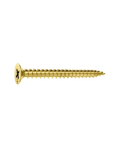 Tornillo Pozidrive latonado EHS para aglomerado Dimensiones 4X30 MM