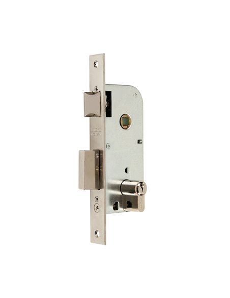 Cerradura picaporte de embutir MCM madera modelos 1301 latonada Distancia entre eje de llave y extremo de puerta 40 MM