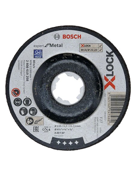 Disco desbaste metal BOSCH X-lock Expert  10 unidades Diámetro disco 115 MM