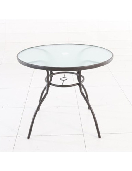 MESA ACERO/VIDRIO Ø 80 CM. BASIC