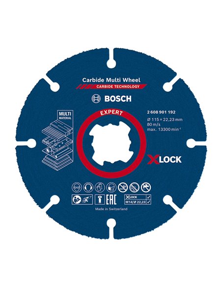 Disco multimaterial BOSCH  ExpertCarbide MultiWheel X-Lock Diámetro disco 115 MM