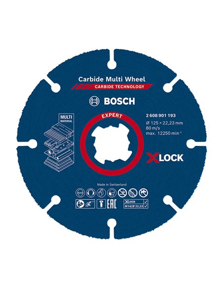 Disco multimaterial BOSCH  ExpertCarbide MultiWheel X-Lock Diámetro disco 125 MM