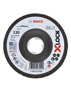 Disco abrasivo de láminas BOSCH 115x22,23 mm X571 Best Metal Xlock  10 unidades Grano 120