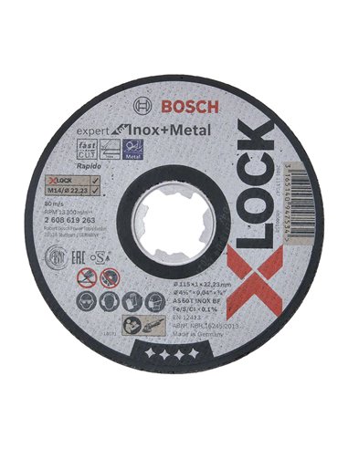 Disco corte inox metal BOSCH X-lock Expert  25 unidades Diámetro disco 115 MM