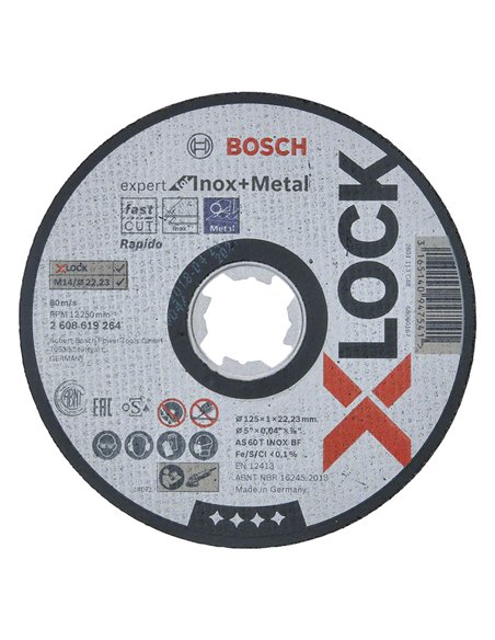 Disco corte inox metal BOSCH X-lock Expert  25 unidades Diámetro disco 125 MM