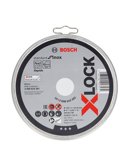 Disco corte inox metal BOSCH X-lock Standard, 10 unidades Diámetro disco 125 MM