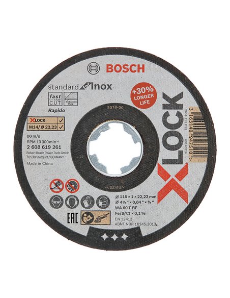Disco corte inox BOSCH X-lock Standard  25 unidades Diámetro disco 115 MM