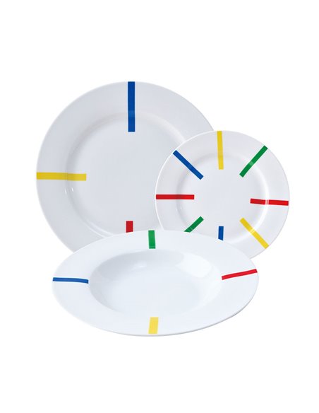 Vajilla 18 piezas porcelana BENETTON New Bone China Rainbow