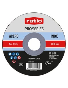 Disco de corte inox/metal RATIO ProSeries. 25 unidades Diámetro disco 230 MM