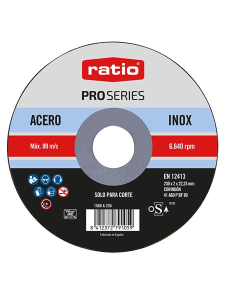 Disco de corte inox/metal RATIO ProSeries. 25 unidades Diámetro disco 230 MM