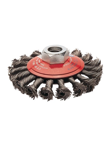 Cepillo abrasivo taza cónico acero trenzado RATIO 95 mm