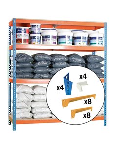 Estantería de carga HABITEX Mega 45. Kit perfiles metálicos + refuerzos (Paquete 2)