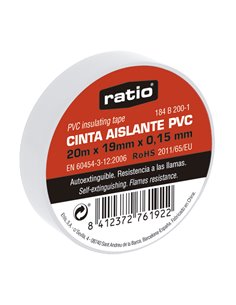 Cinta aislante PVC RATIO 20 m. 10 unidades Color Blanco
