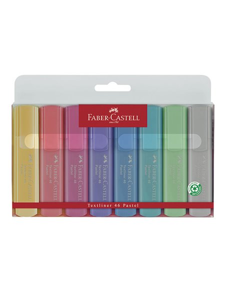 Juego 8 marcadores fluorescentes FABER CASTELL tonos pastel