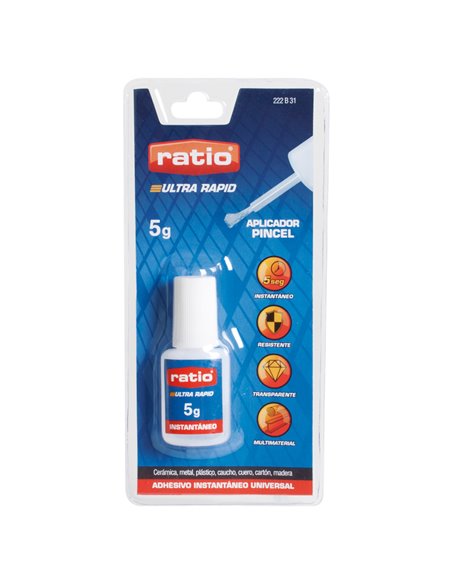 Adhesivo RATIO instantáneo universal con pincel 5gr