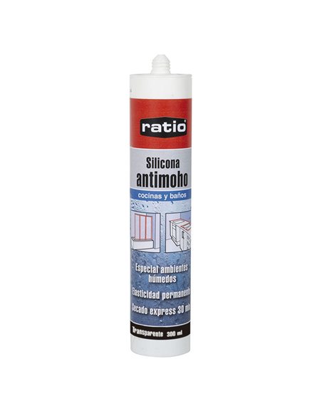 Silicona Antimoho RATIO cocinas y baños, 300 ml Color Transparente