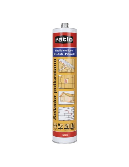 Sellador poliuretano RATIO negro, 300 ml