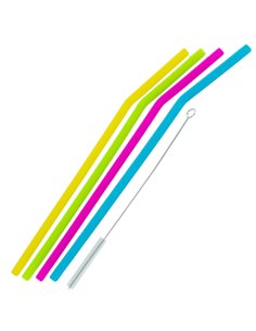 Juego 4 cañitas reutilizables silicona