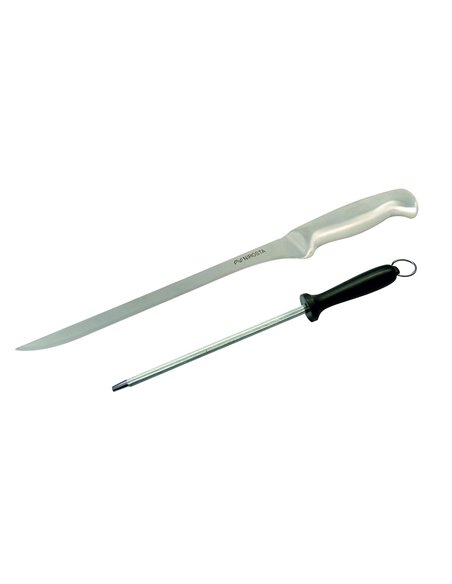 Set FACKELMAN cuchillo jamonero y chaira