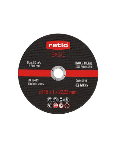 Disco de corte inox/metal RATIO Basic Ø 115 mm, 10 unidades