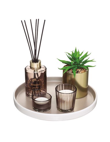 Juego aromas con bandeja regalo y planta artificial