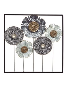 Decoración mural metálica flor