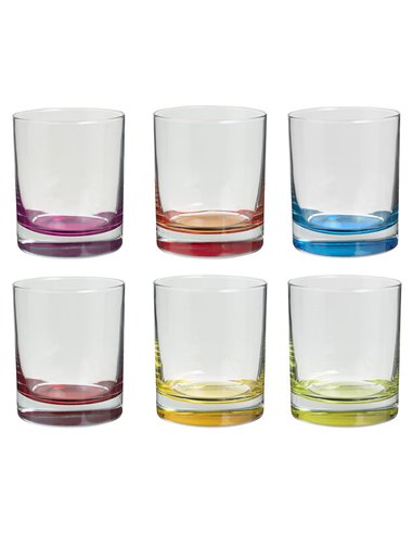 Juego 6 vasos fondo color 30,5 cl