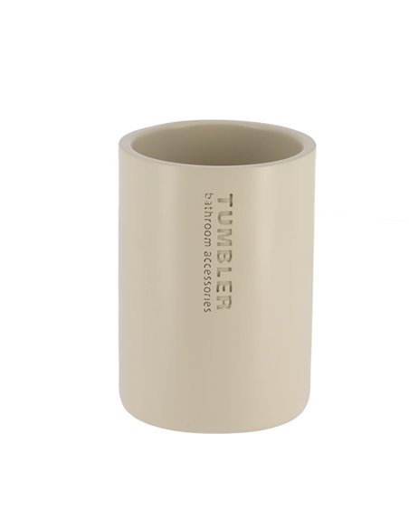Vaso para cepillo de dientes poli resina Beige