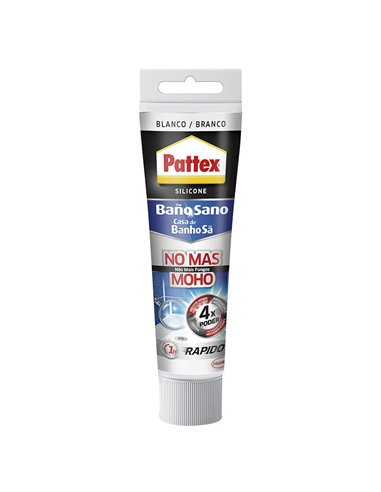 Pattex No Más Moho, silicona antimoho, larga duración impermeable, color blanco, tubo 50ml