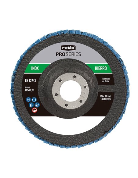 Disco abrasivo Zirconio RATIO ProSeries 115x22,23 mm. 10 unidades Grano 80